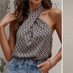 All over print halter neck bodysuit